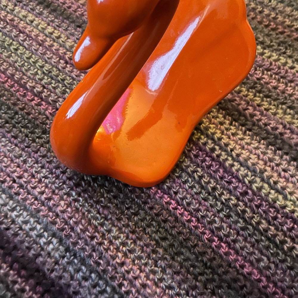 Elegant Orange Ceramic Swan Figurine